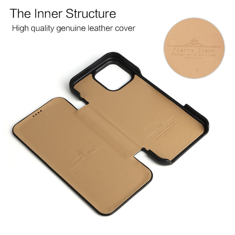For iPhone 16 Pro Fierre Shann Top Layer Cowhide Business Magnetic Leather Phone Case