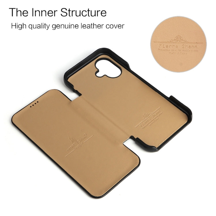 For iPhone 16 Fierre Shann Top Layer Cowhide Business Magnetic Leather Phone Case