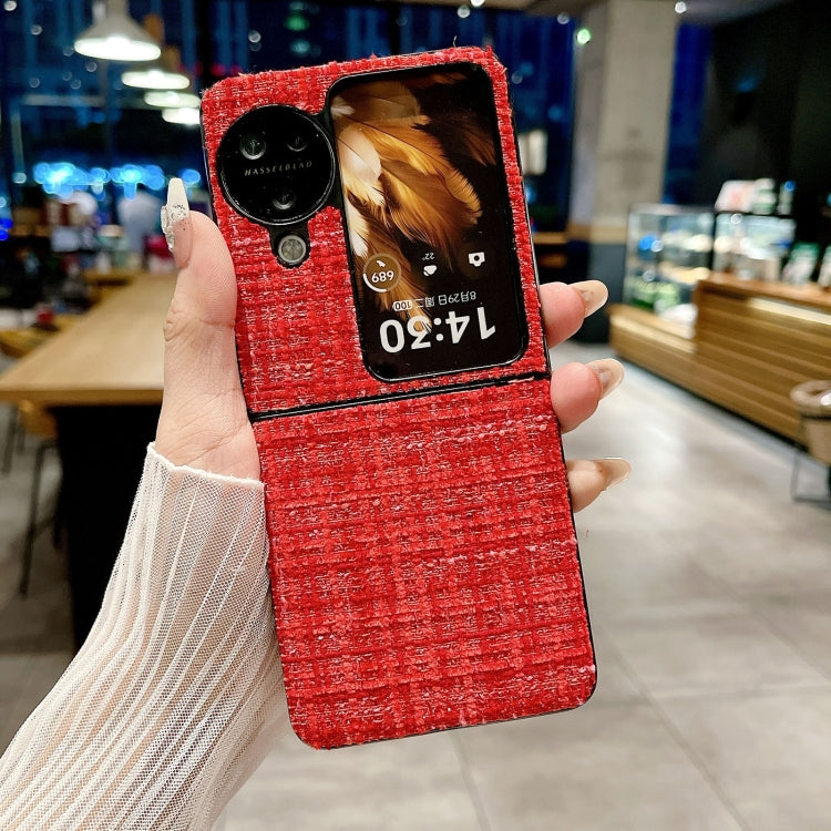 For OPPO Find N3 Flip Plaid Fabric PC Protective Phone Case