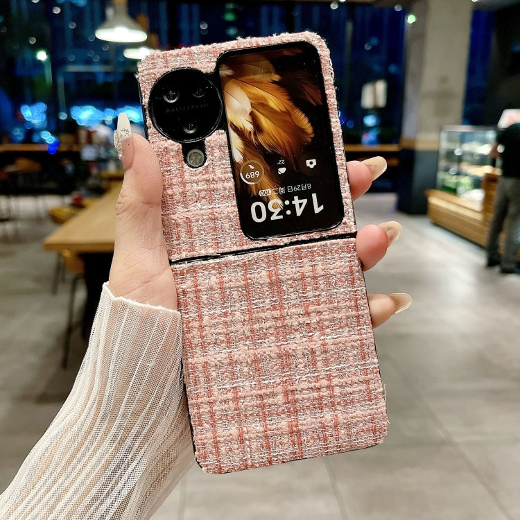 For OPPO Find N3 Flip Plaid Fabric PC Protective Phone Case
