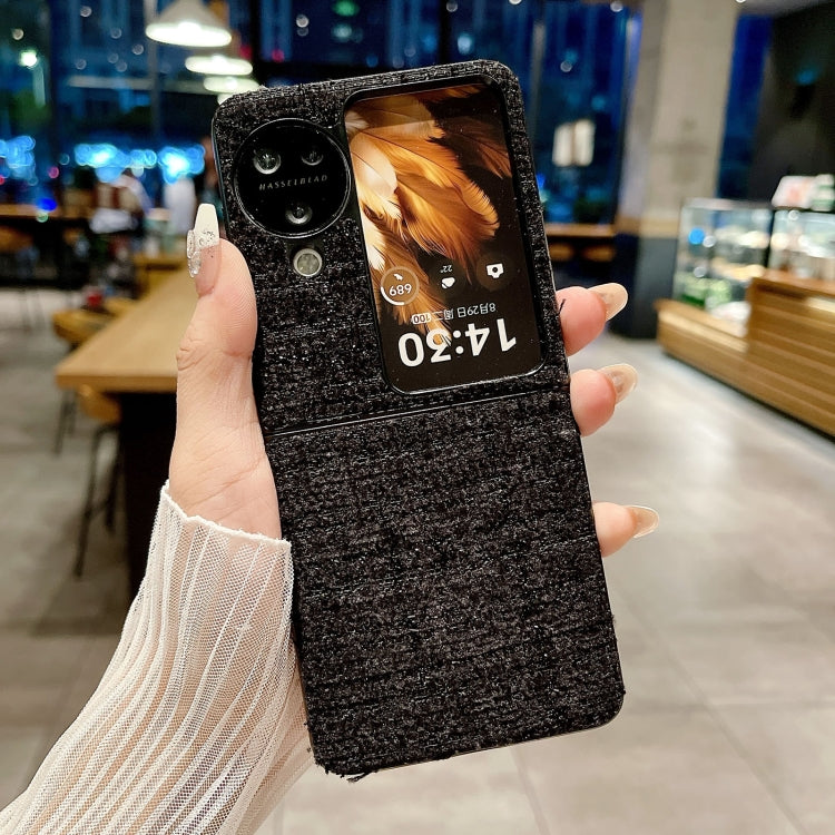 For OPPO Find N3 Flip Plaid Fabric PC Protective Phone Case