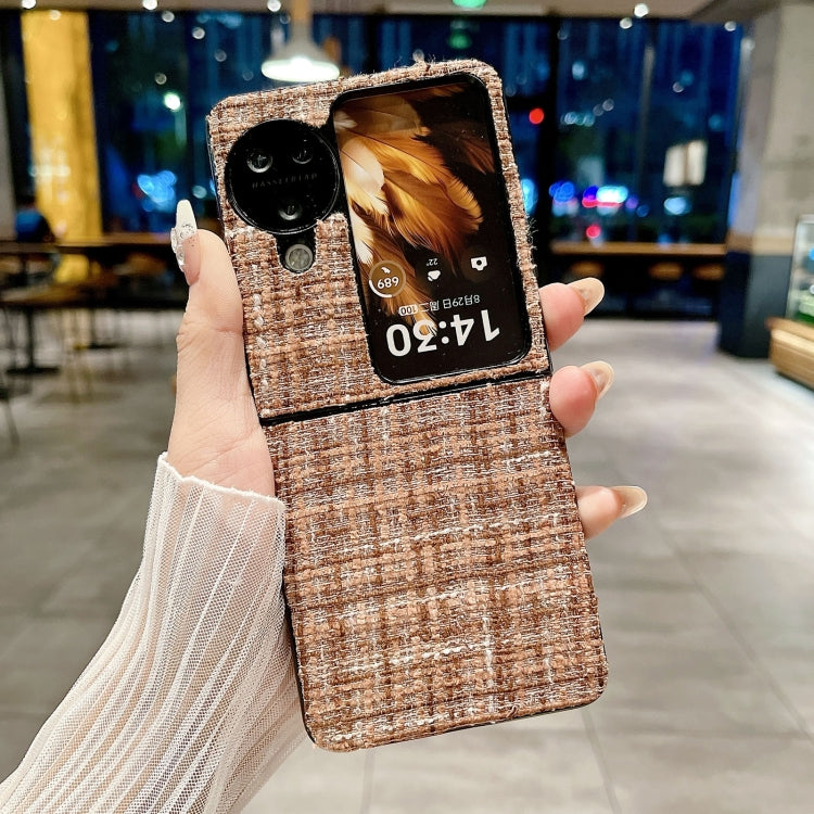 For OPPO Find N3 Flip Plaid Fabric PC Protective Phone Case