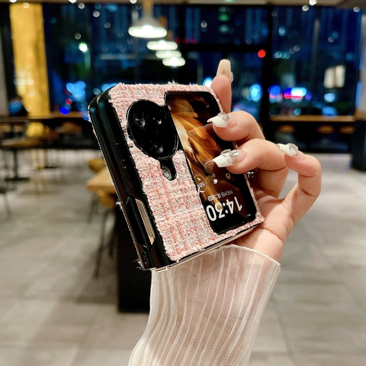 For OPPO Find N3 Flip Plaid Fabric PC Protective Phone Case