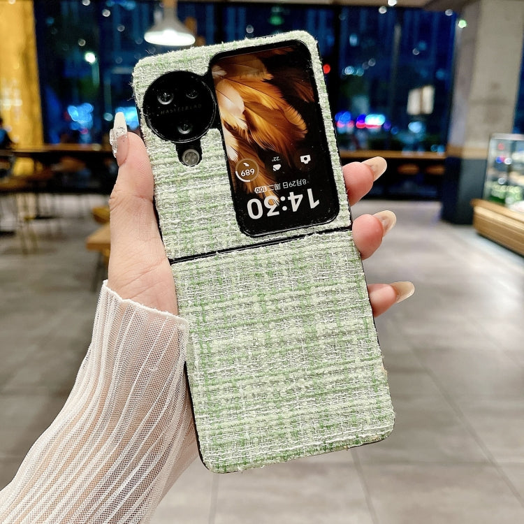 For OPPO Find N3 Flip Plaid Fabric PC Protective Phone Case