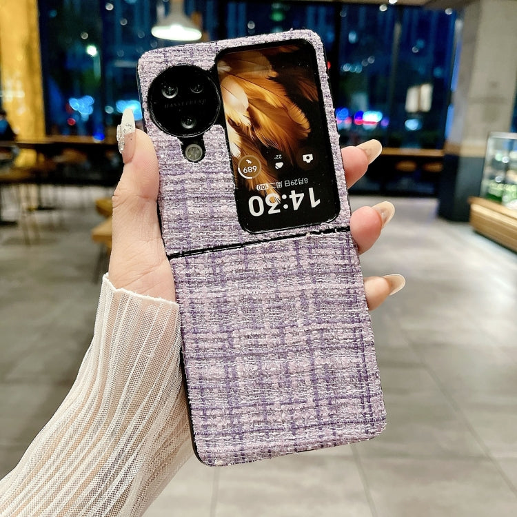 For OPPO Find N3 Flip Plaid Fabric PC Protective Phone Case