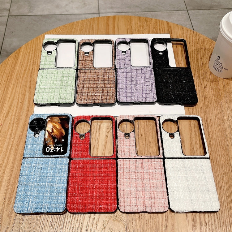 For OPPO Find N3 Flip Plaid Fabric PC Protective Phone Case