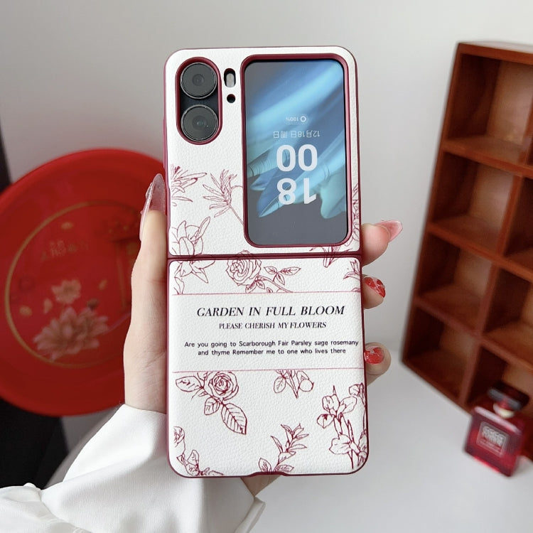 For OPPO Find N2 Flip Sketch Flower Pattern Phone Case - Rose