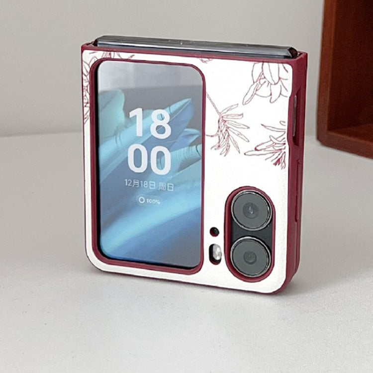 For OPPO Find N2 Flip Sketch Flower Pattern Phone Case - Rose