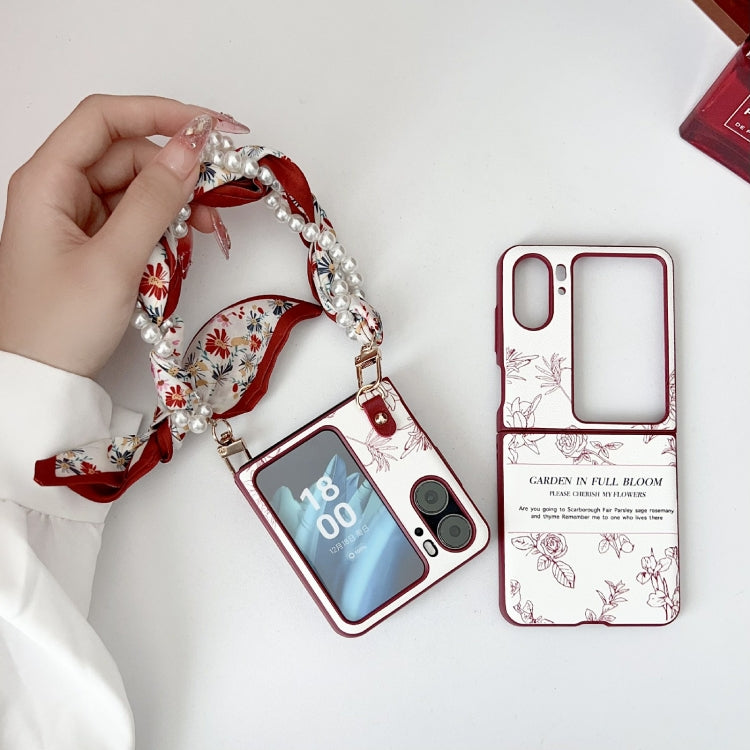 For OPPO Find N2 Flip Sketch Flower Pattern Phone Case - Rose