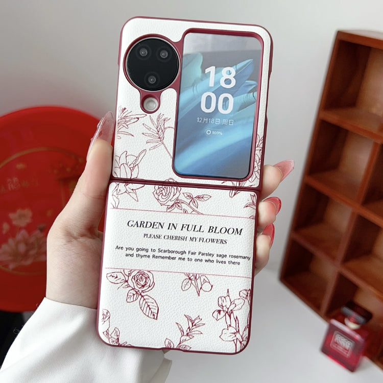 For OPPO Find N3 Flip Sketch Flower Pattern Phone Case - Rose