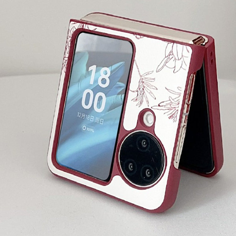 For OPPO Find N3 Flip Sketch Flower Pattern Phone Case - Rose