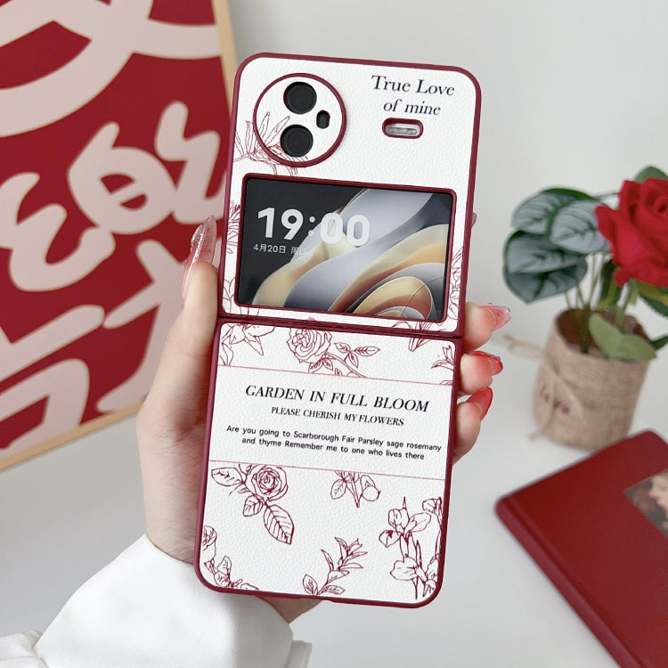 For vivo X Flip Sketch Flower Pattern Phone Case - Rose
