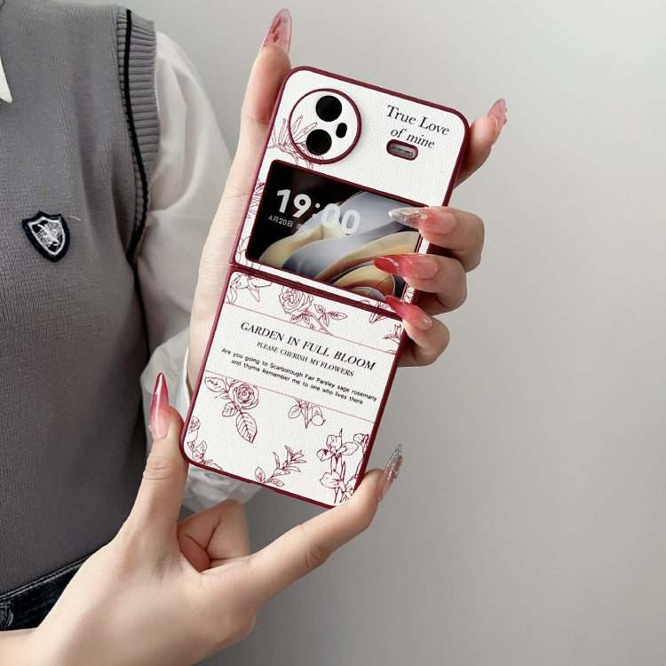 For vivo X Flip Sketch Flower Pattern Phone Case - Rose