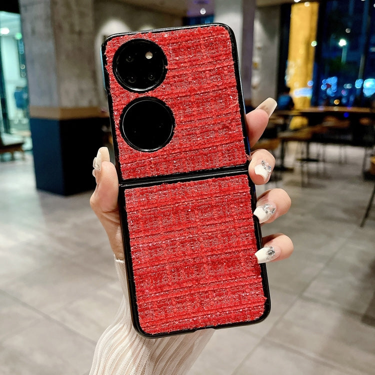 For Huawei P50 Pocket Plaid Fabric PC Protective Phone Case