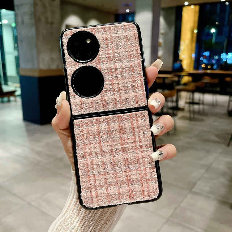 For Huawei P50 Pocket Plaid Fabric PC Protective Phone Case