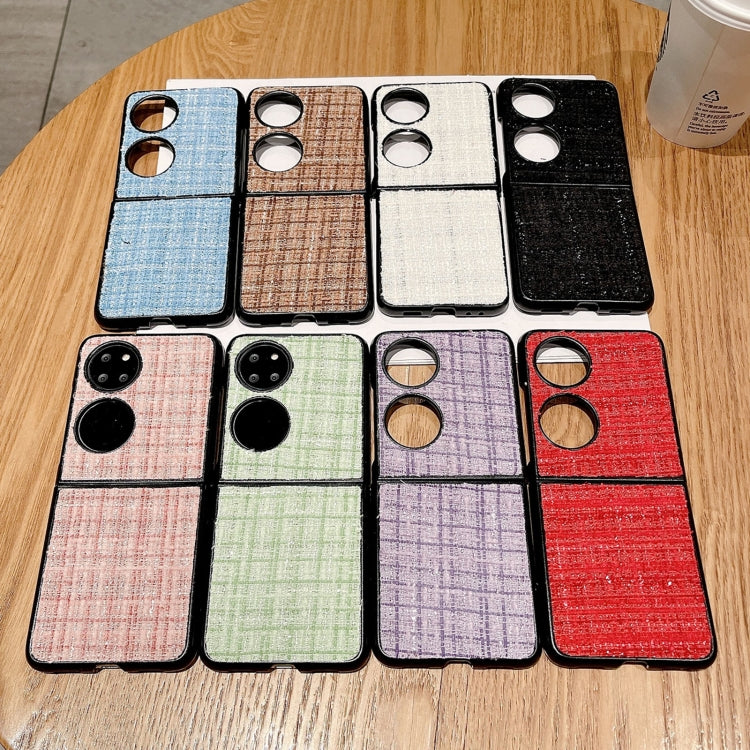 For Huawei P50 Pocket Plaid Fabric PC Protective Phone Case