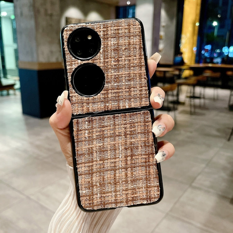For Huawei P50 Pocket Plaid Fabric PC Protective Phone Case