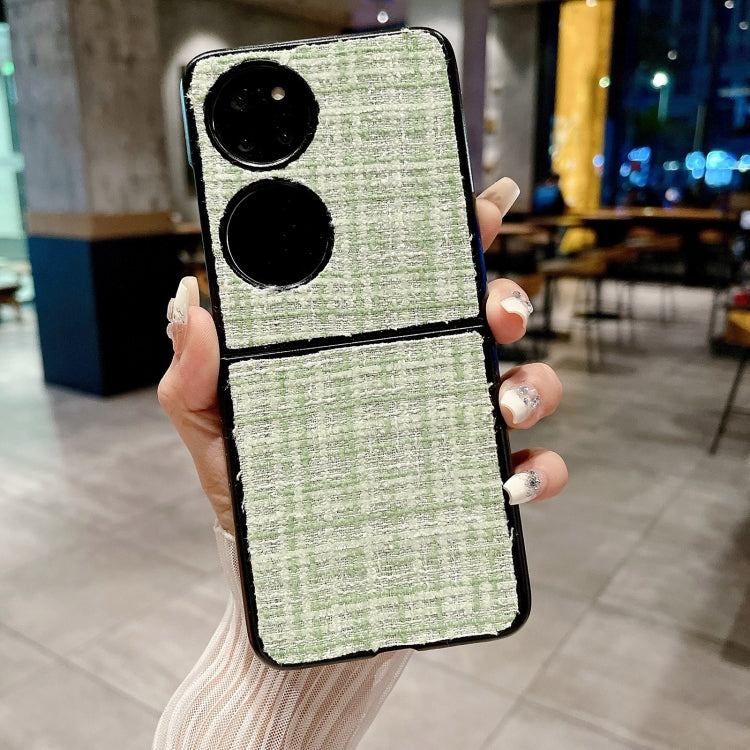 For Huawei P50 Pocket Plaid Fabric PC Protective Phone Case