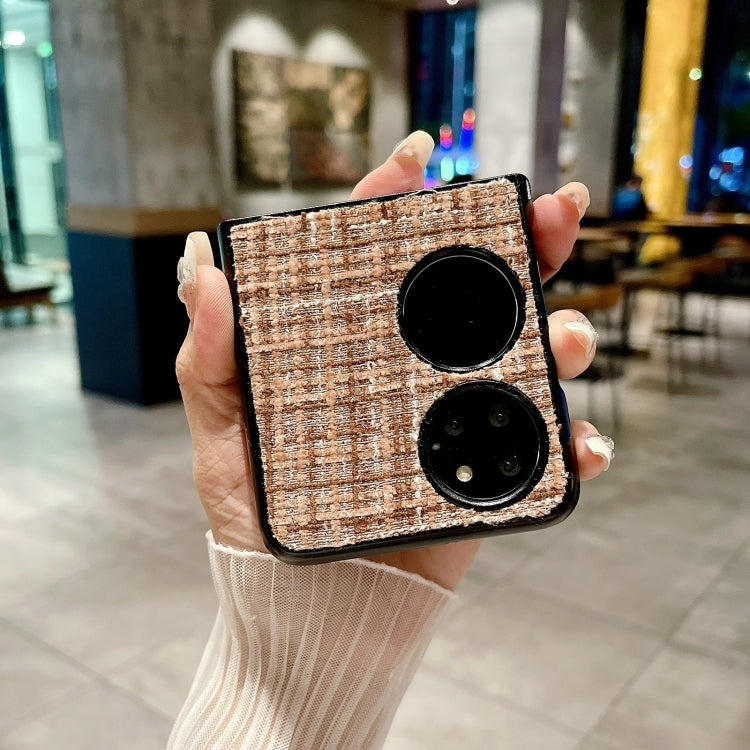 For Huawei P50 Pocket Plaid Fabric PC Protective Phone Case