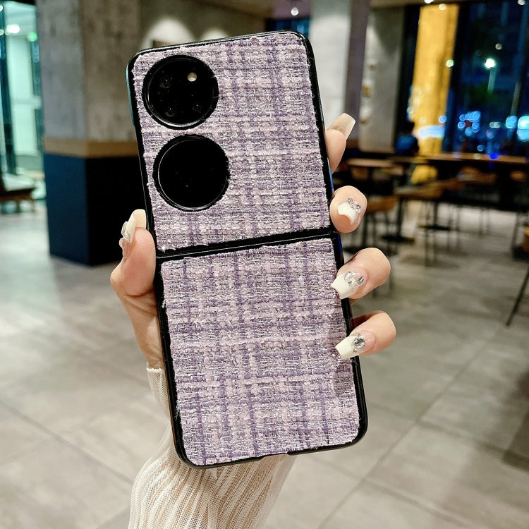 For Huawei P50 Pocket Plaid Fabric PC Protective Phone Case