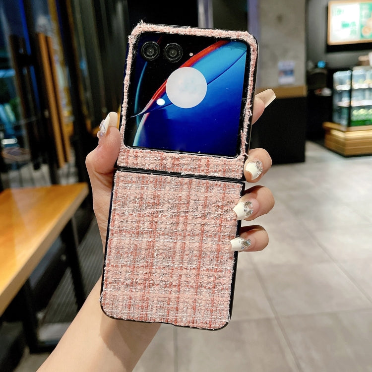For Motorola Razr 40 Ultra Plaid Fabric PC Protective Phone Case