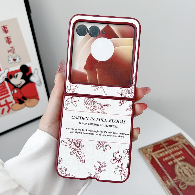 For Motorola Razr 50 Ultra Sketch Flower Pattern Phone Case - Rose