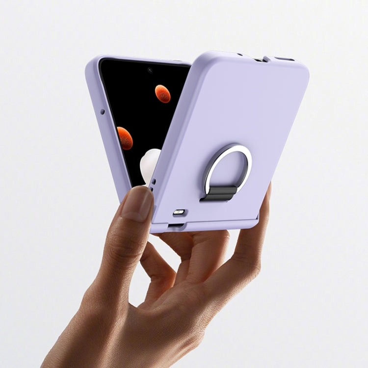 For Honor Magic V Flip Ultra-thin Skin Feel Ring Phone Case with Hinge