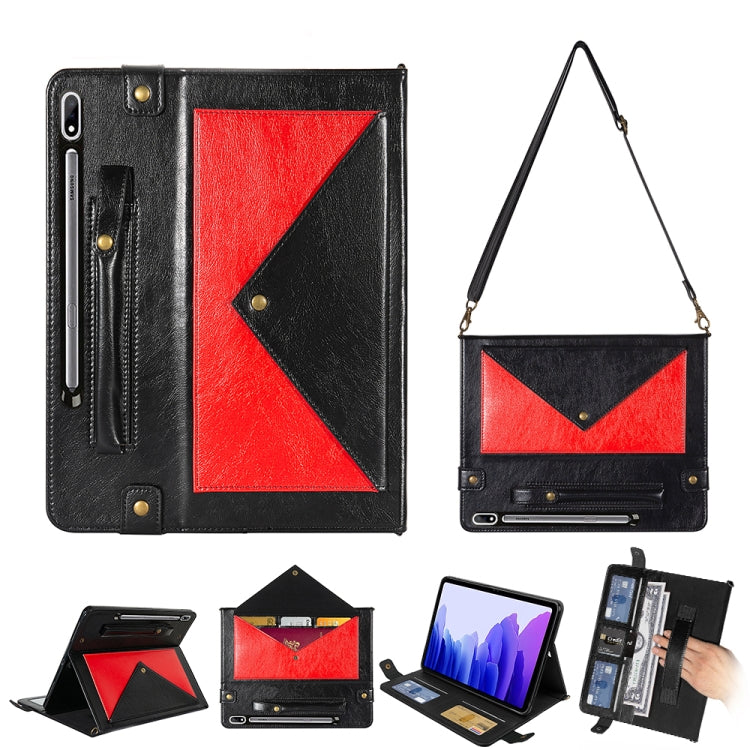 For Samsung Galaxy Tab S8 / Galaxy Tab S7 T870 / T875 Envelope Color Matching Horizontal Flip PU Leather Case with Card Slots & Pen Slots & Holder & Wallet & Photo Frame & Shoulder Strap