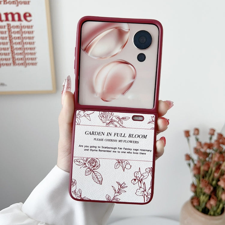 For Honor Magic V Flip Sketch Flower Pattern Phone Case - Rose
