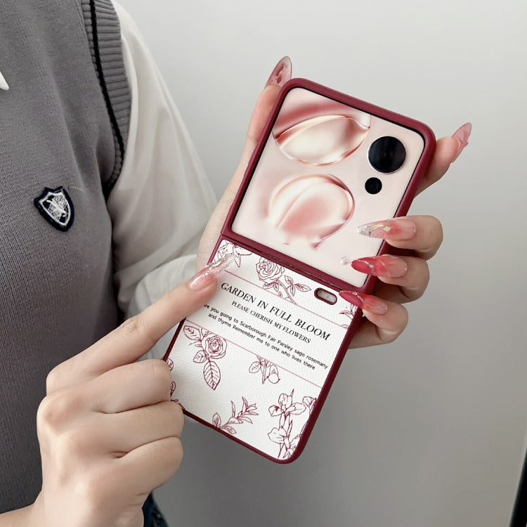 For Honor Magic V Flip Sketch Flower Pattern Phone Case - Rose