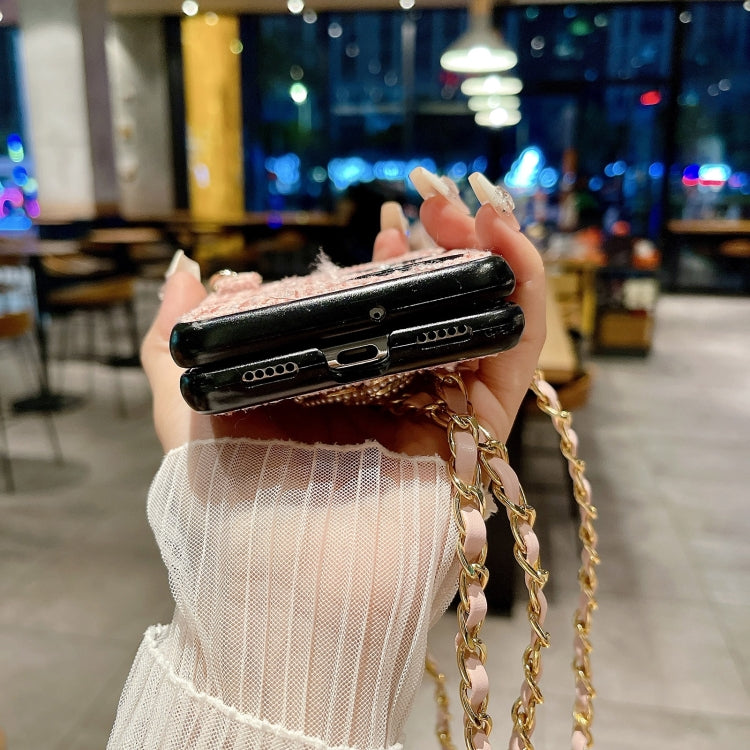 For Huawei P50 Pocket Camellia Plaid Fabric PC Phone Case with Long Lanyard