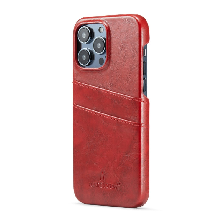 For iPhone 16 Pro Max Fierre Shann Retro Oil Wax Texture Card Slots PU Leather Phone Case