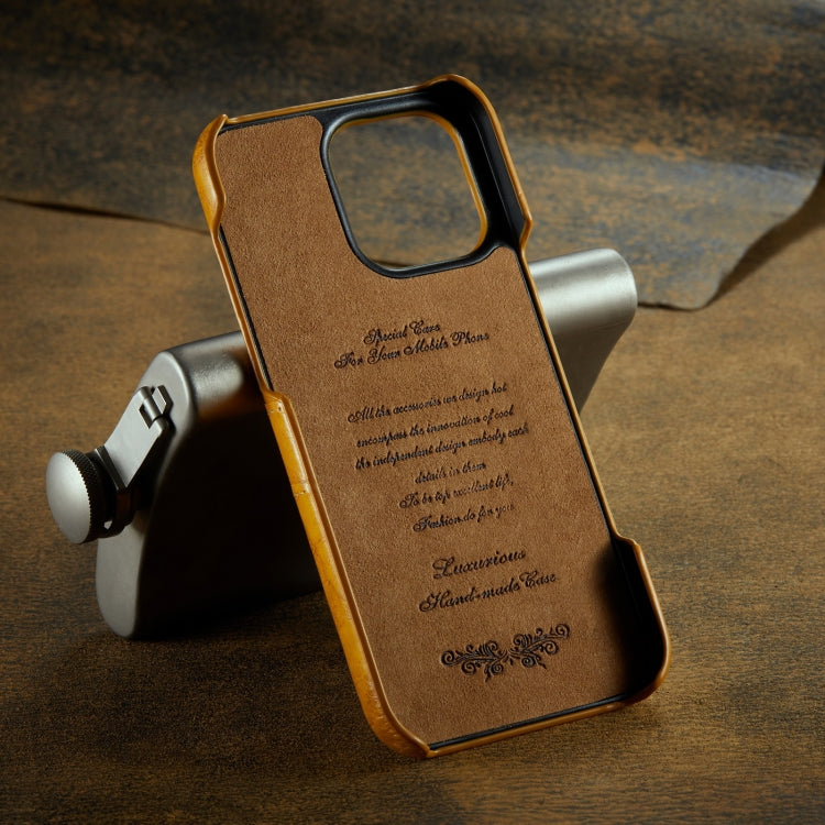 For iPhone 16 Pro Max Fierre Shann Retro Oil Wax Texture Card Slots PU Leather Phone Case