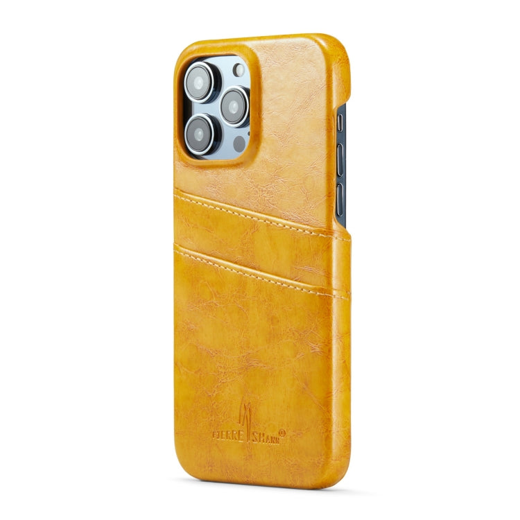 For iPhone 16 Pro Max Fierre Shann Retro Oil Wax Texture Card Slots PU Leather Phone Case