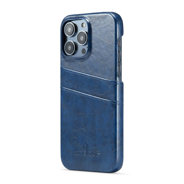 For iPhone 16 Pro Max Fierre Shann Retro Oil Wax Texture Card Slots PU Leather Phone Case