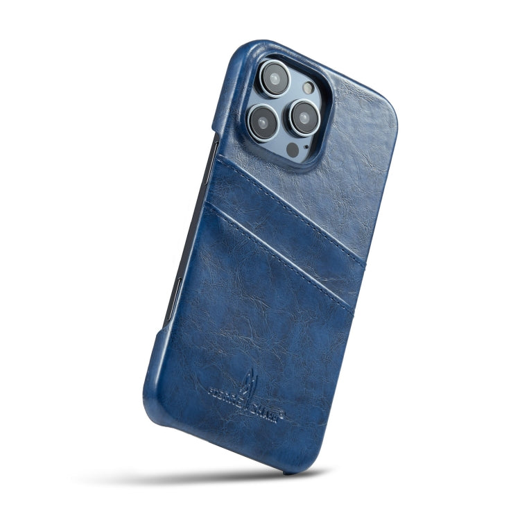 For iPhone 16 Pro Max Fierre Shann Retro Oil Wax Texture Card Slots PU Leather Phone Case