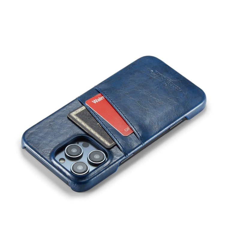 For iPhone 16 Pro Max Fierre Shann Retro Oil Wax Texture Card Slots PU Leather Phone Case