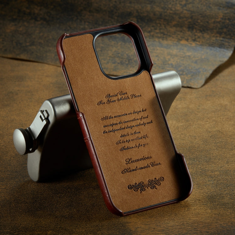 For iPhone 16 Pro Max Fierre Shann Retro Oil Wax Texture Card Slots PU Leather Phone Case
