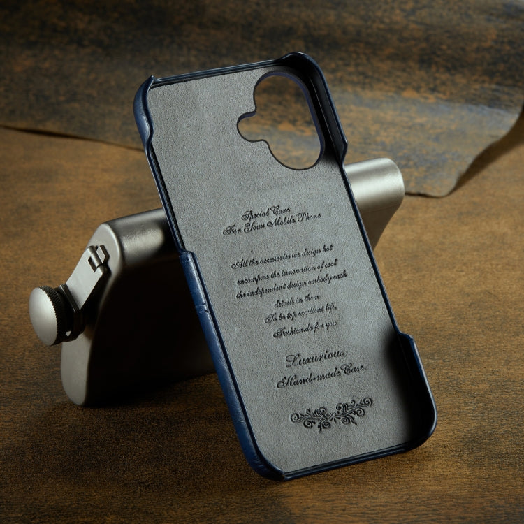 For iPhone 16 Fierre Shann Retro Oil Wax Texture Card Slots PU Leather Phone Case
