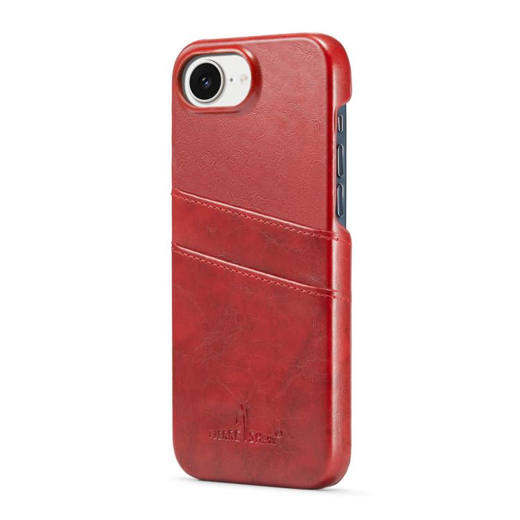 For iPhone 17e / 16e Fierre Shann Retro Oil Wax Texture Card Slots PU Leather Phone Case