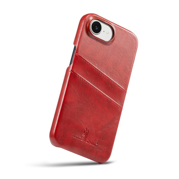 For iPhone 17e / 16e Fierre Shann Retro Oil Wax Texture Card Slots PU Leather Phone Case