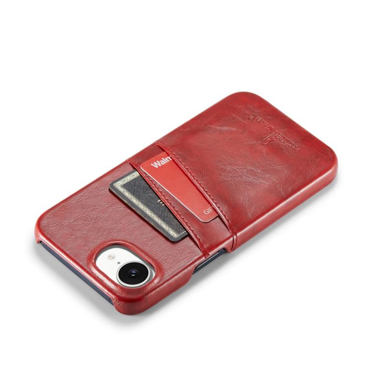 For iPhone 17e / 16e Fierre Shann Retro Oil Wax Texture Card Slots PU Leather Phone Case