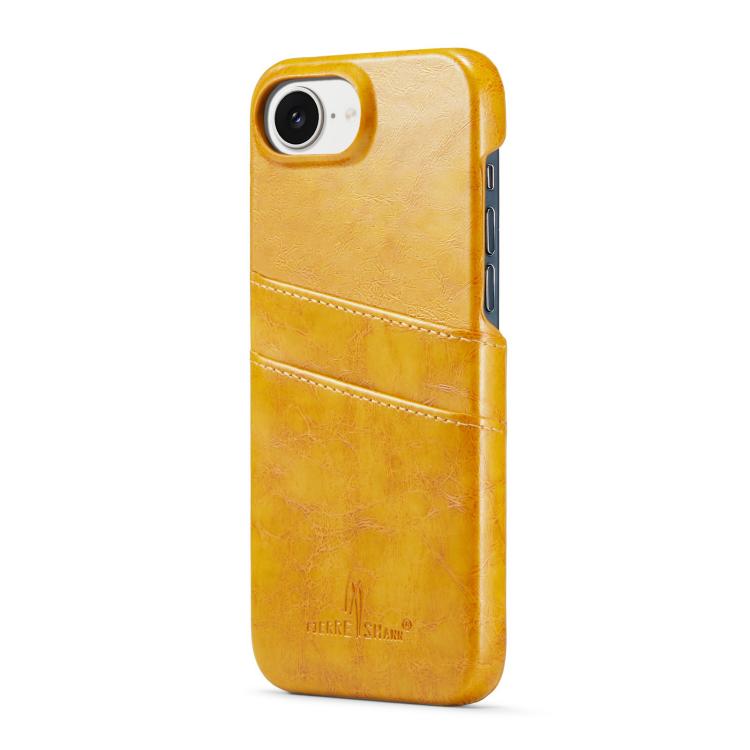 For iPhone 17e / 16e Fierre Shann Retro Oil Wax Texture Card Slots PU Leather Phone Case