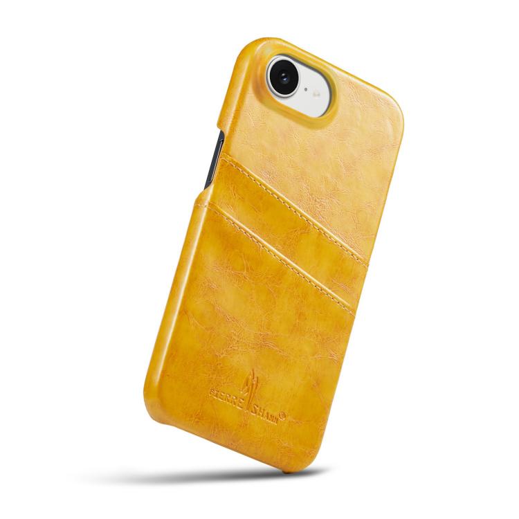 For iPhone 17e / 16e Fierre Shann Retro Oil Wax Texture Card Slots PU Leather Phone Case