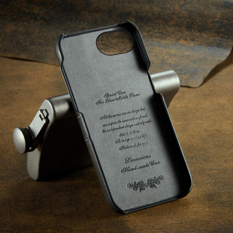 For iPhone 17e / 16e Fierre Shann Retro Oil Wax Texture Card Slots PU Leather Phone Case