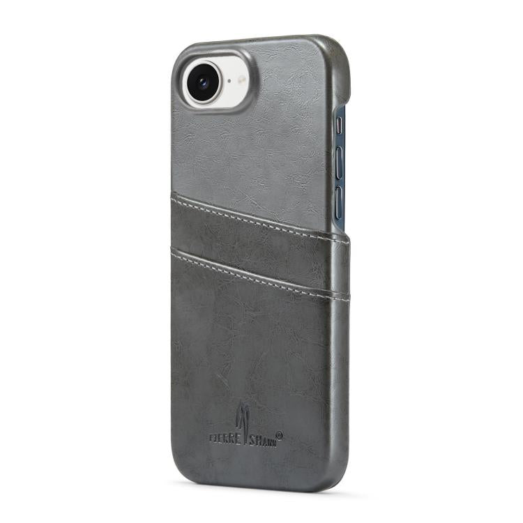 For iPhone 17e / 16e Fierre Shann Retro Oil Wax Texture Card Slots PU Leather Phone Case
