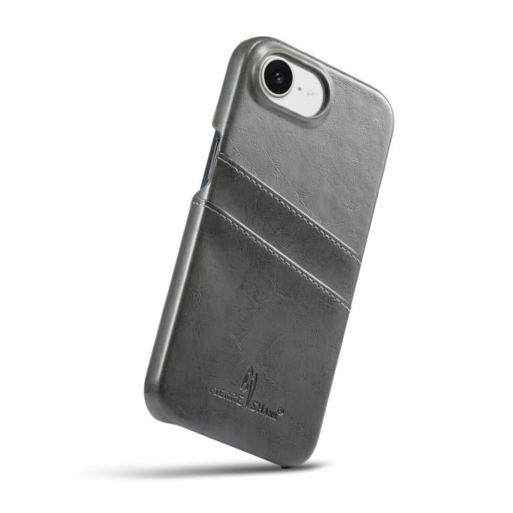 For iPhone 17e / 16e Fierre Shann Retro Oil Wax Texture Card Slots PU Leather Phone Case