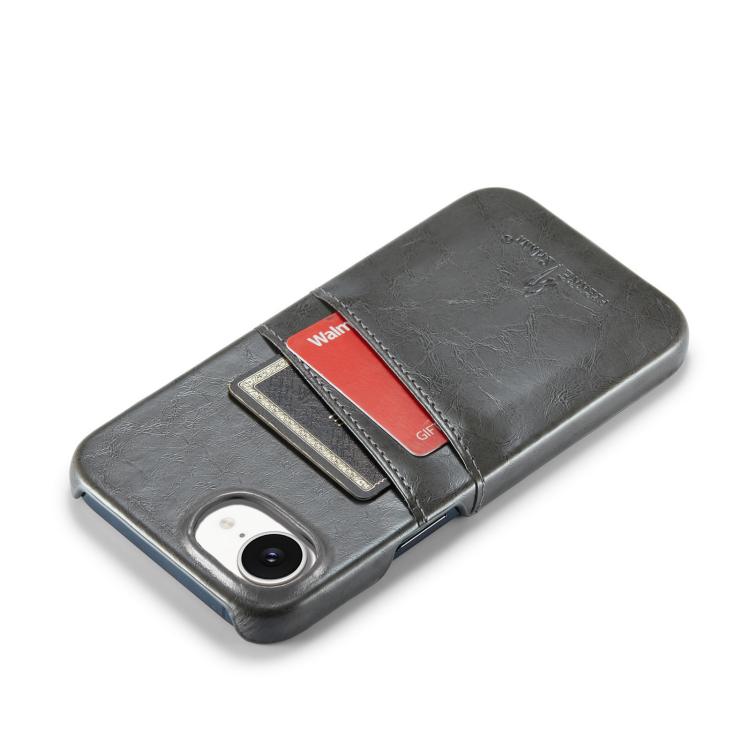 For iPhone 17e / 16e Fierre Shann Retro Oil Wax Texture Card Slots PU Leather Phone Case