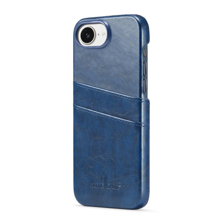 For iPhone 17e / 16e Fierre Shann Retro Oil Wax Texture Card Slots PU Leather Phone Case