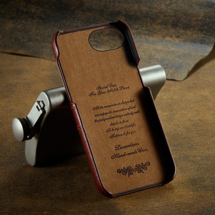 For iPhone 17e / 16e Fierre Shann Retro Oil Wax Texture Card Slots PU Leather Phone Case
